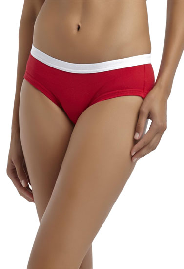 Randay Red & White Front Tie Knot Bikini Bottom
