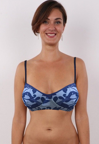 Ladies Blue Retro Print T-Shirt Bra