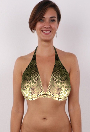Ladies New Green Snakeskin Pattern Halter Bikini Bra