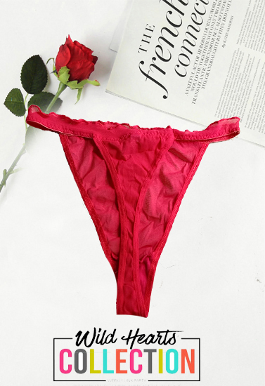 Body Bloom Visible Pink Lace V-String Panty