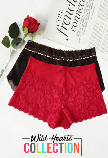 Flirty Red & Black Basic Low Rise Lace Boyshort
