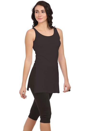 Best Fit Ladies Black Long Camisole
