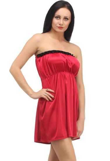 Warner's Attractive & Elegant Red Strapless Babydoll