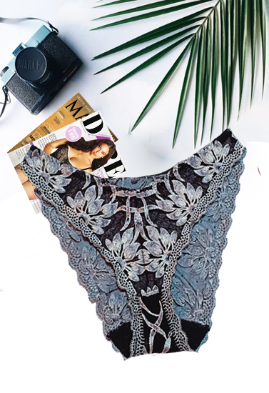 Aubade Black Blossom Blast Lace High Waist Panty