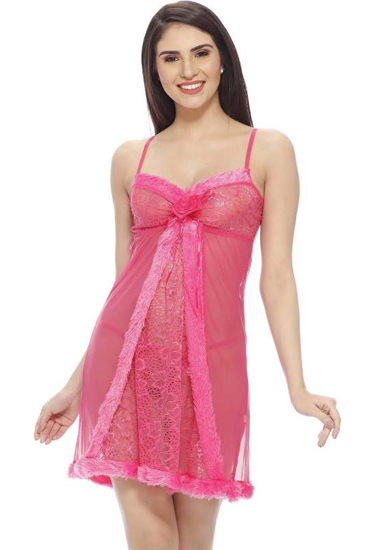 Pink Ruffled Naughty Secrets Babydoll Set