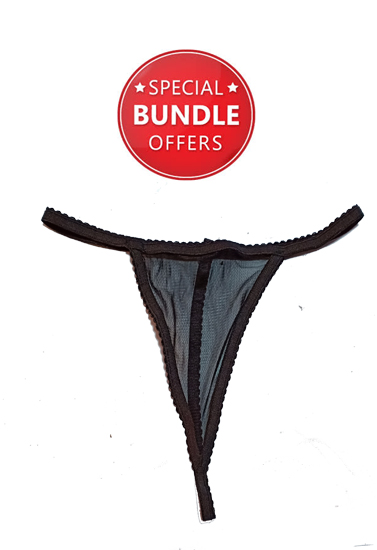 Classy Black Designed Transparent Thong