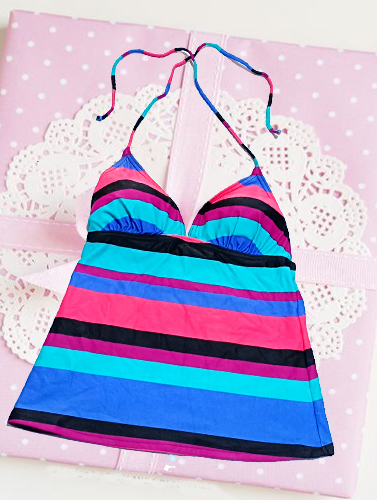Snazzy Printed  Multicolour Swimsuit  Padded Tankini Top For Ladies