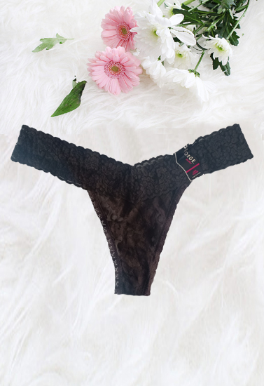 George Visible Black Soft Lace Thong