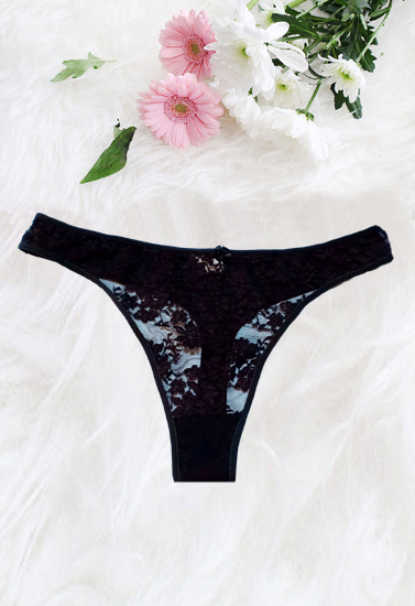 Splash Just A Pretty Lace Black Plus Size Thong(Sold Out)