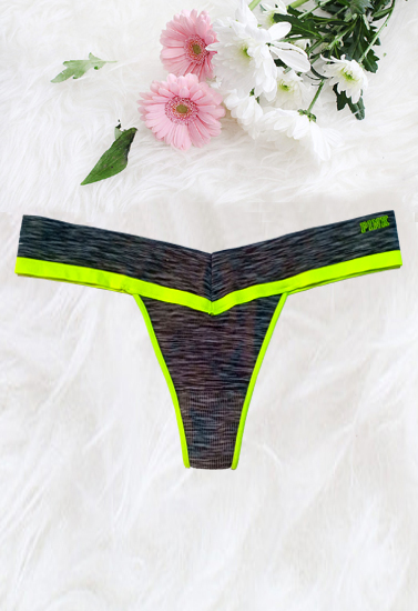 Victoria's Secret "PINK" Logo Grey Luxurious Thong Panty (Sold Out)