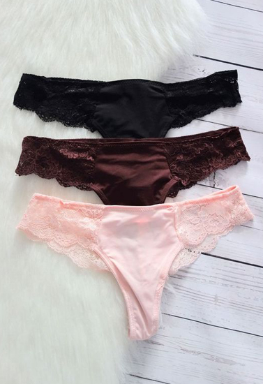 Flirty Lace Tanga Thongs (3 Pcs)
