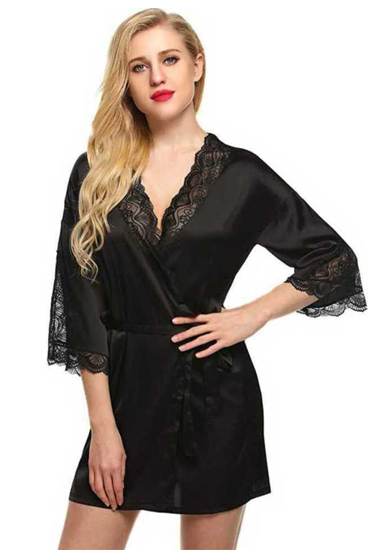 "Luxurious" Black Robes For Women's With Two FREE Panties