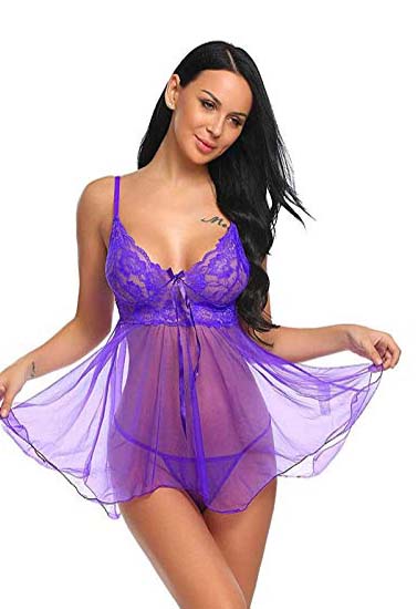 Flirty Blue see through babydoll nightwear