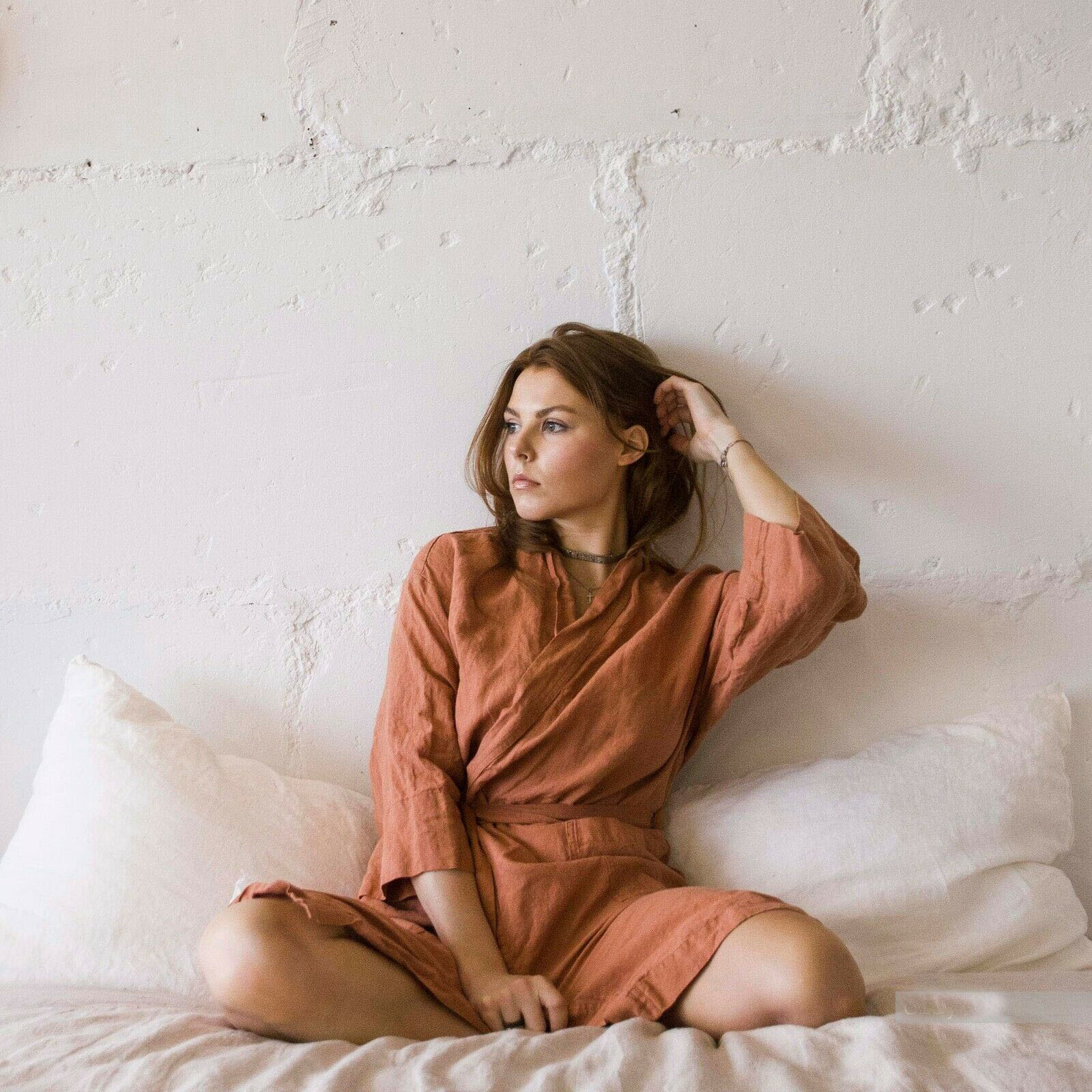 Natural pure cotton woman's bathrobe Turkish bathrobe