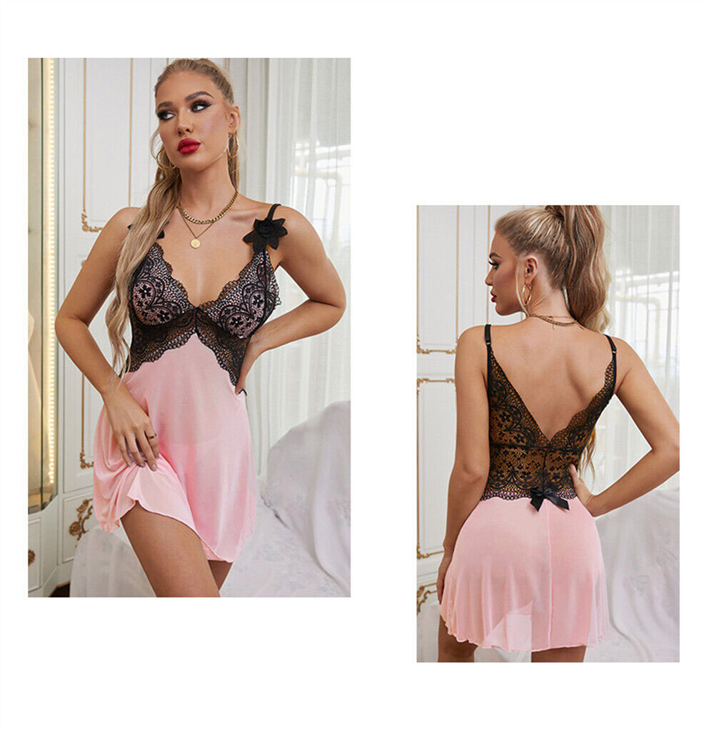 Luxury Pink Black babydoll set 1