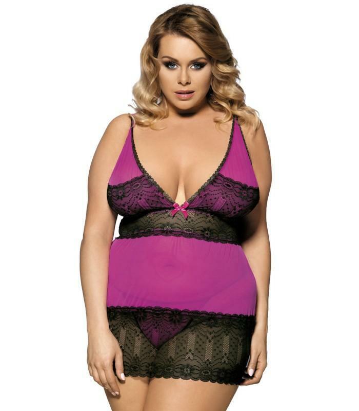 4XL -5XL 5XL PURPLE BLACK lace mesh Babydoll