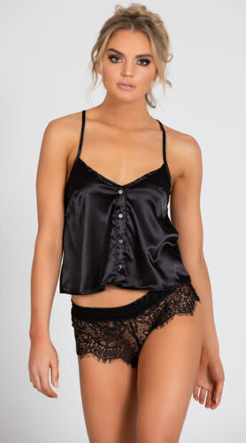 Ladies' Erotic Satin Tops & Lace Panties Sleepwear