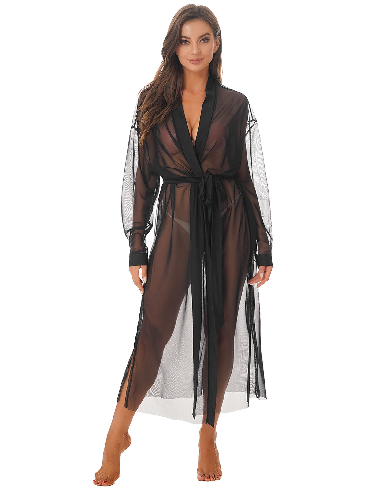 Ladies' Mesh Lace See Through Bathrobe