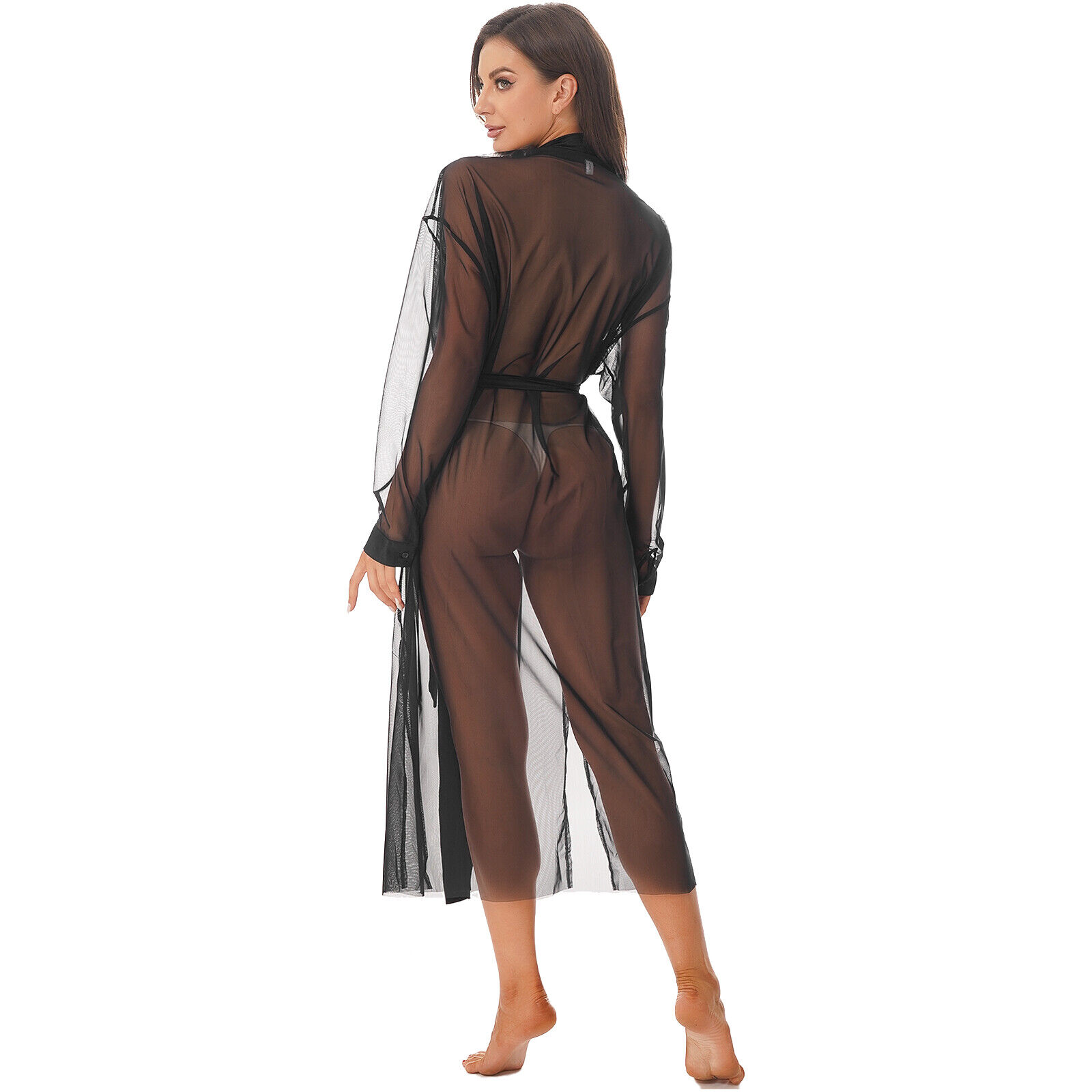 Ladies' Mesh Lace See Through Bathrobe