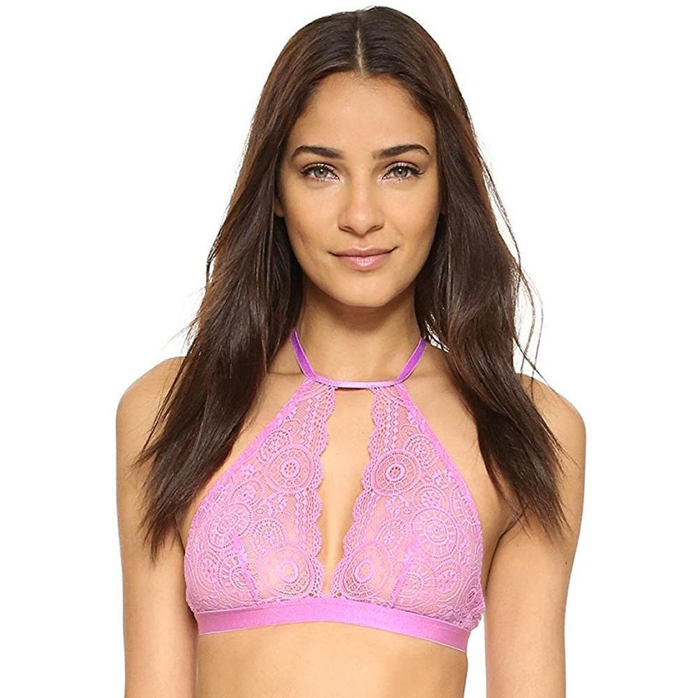 Beautiful Halter High-Neck Lace Bralette Bra