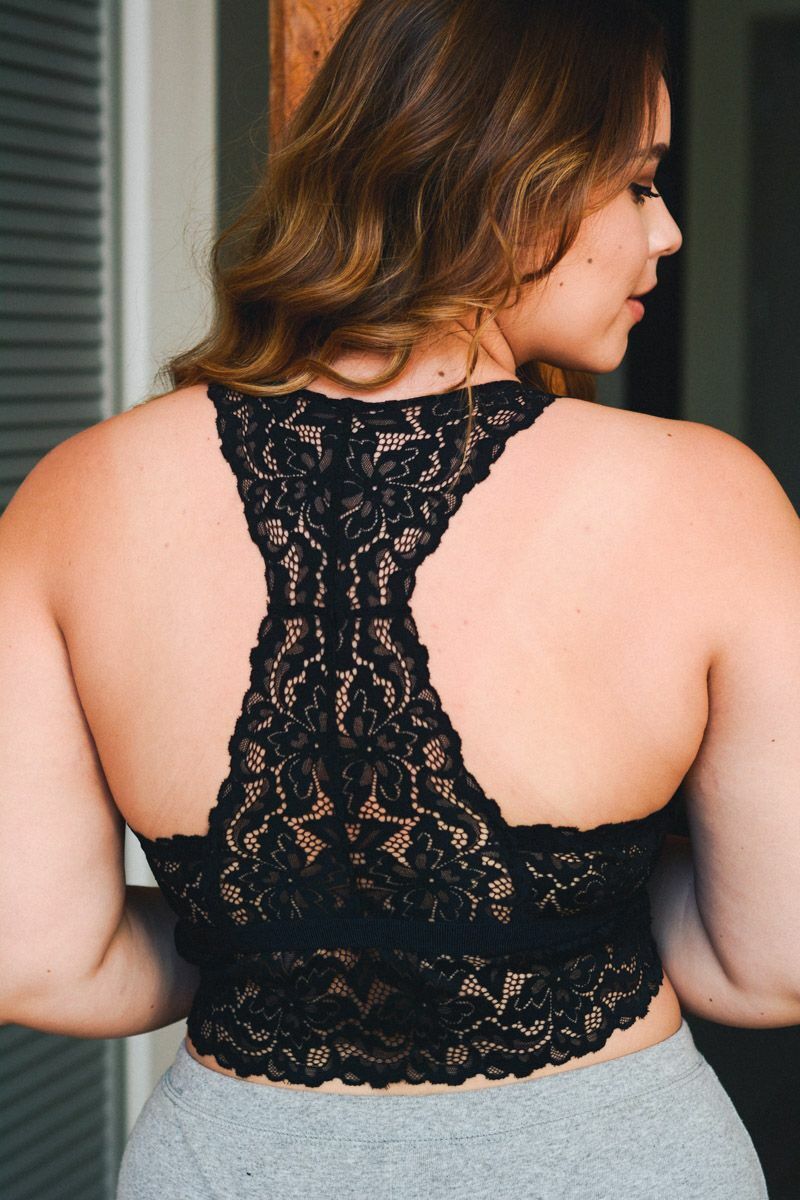 Plus Size Floral Lace Racerback Bralette Bra