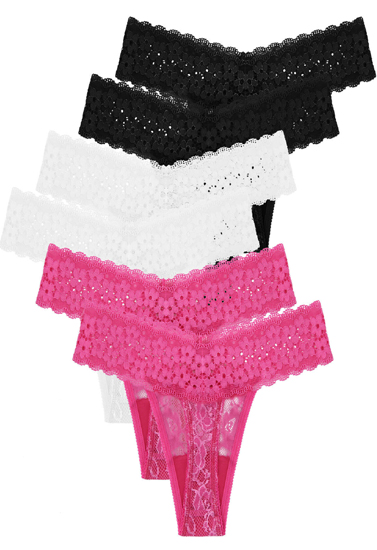 Sexy Floral Lace Thong Panties Pack ( of 3)