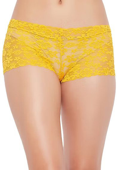 Beautiful Yellow Lace Low Waist Boyshorts