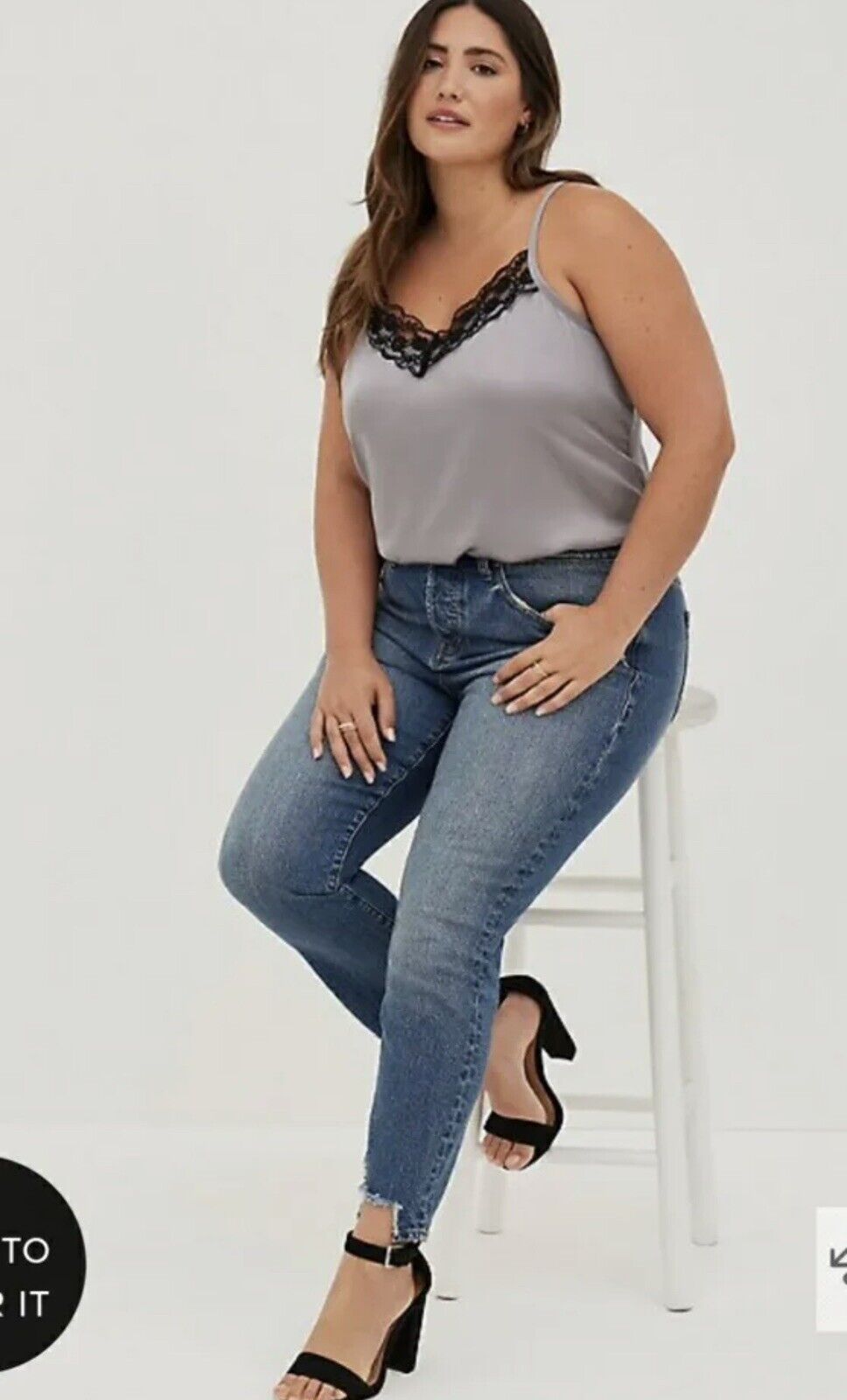 Plus Size Trim Lace & Silk Camisole