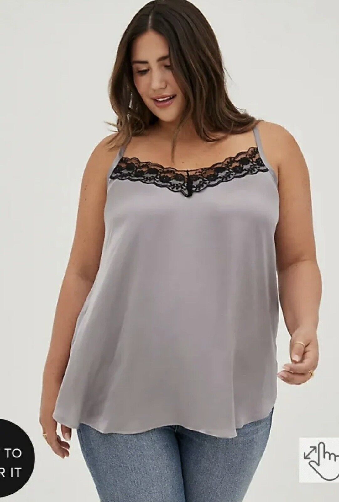 Plus Size Trim Lace & Silk Camisole