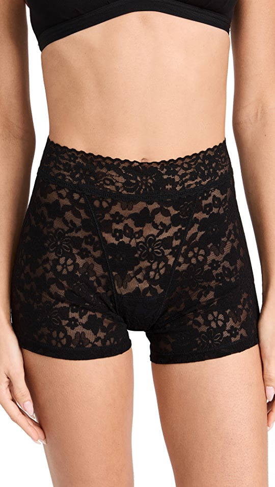 Women's Black Lace Boxer Panties