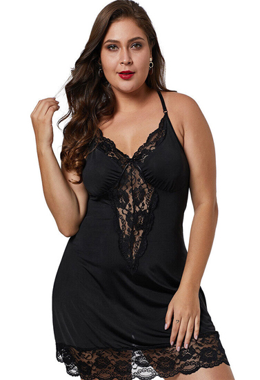 Babydoll's Plus Size Lace Silk Nightwear