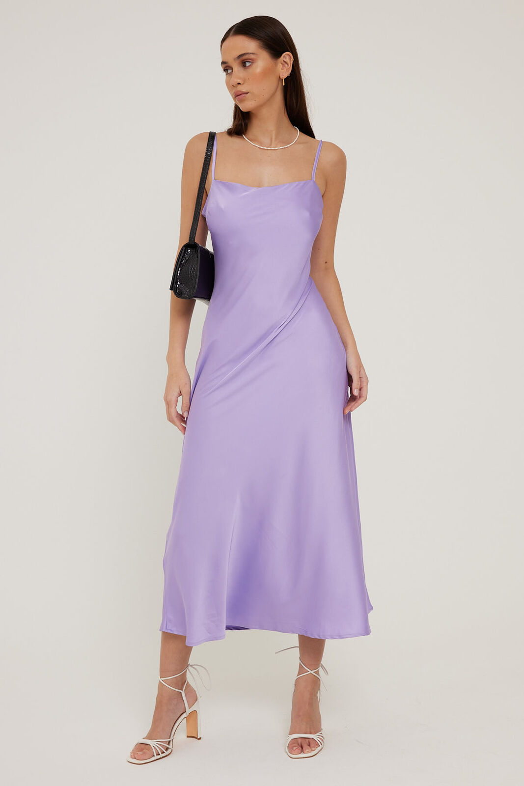 "Silken Elegance: A Satin Midi Dress"