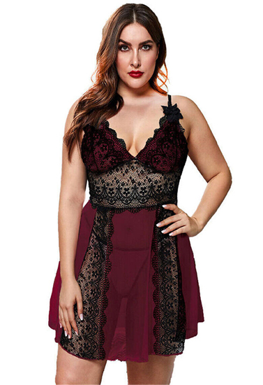 Plus Size Lace Mesh Elegance Nightwear