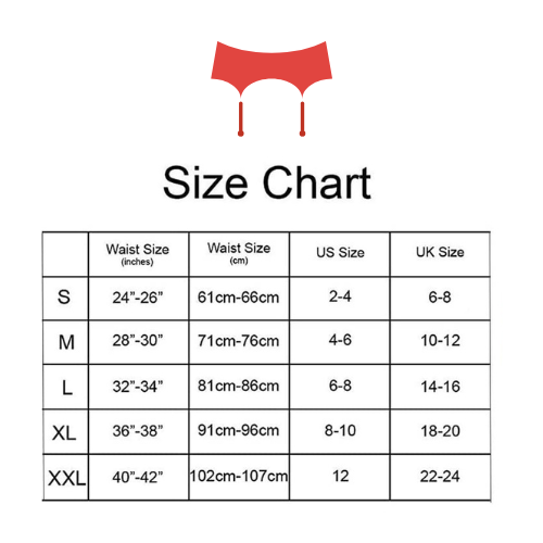 Snazzyway Garter Size Chart