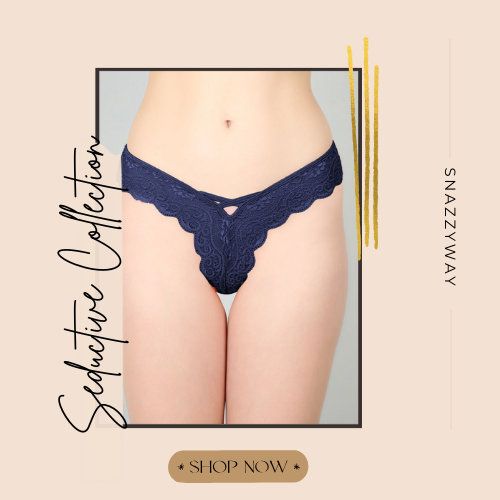 Blue Lace Design Women’s Thongs ( Pack of 1 ) 