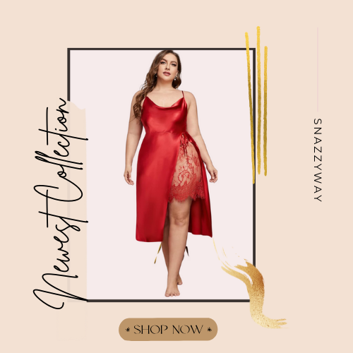 Plus Size Lace Trim Sleep Dress with Cowl Neck