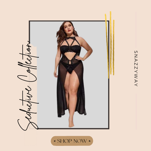 Split Long Mesh Babydoll Nightwear 