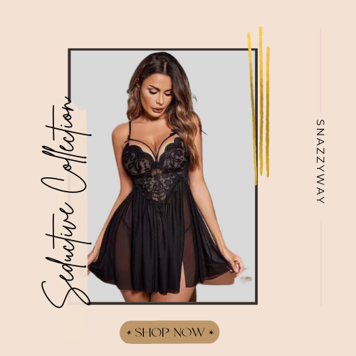 French Daina Black Lace Babydoll Nightwear