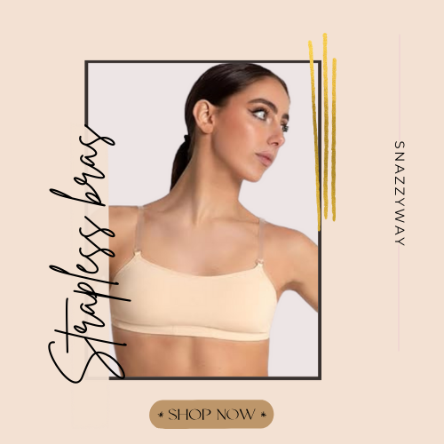 Sexy Tube Bandeau Bra with Transparent Straps in Nude 