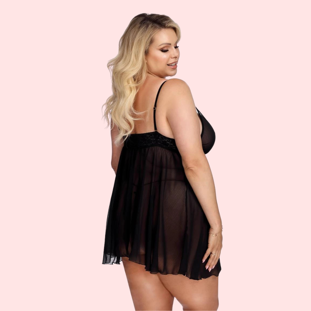 Sexy Plus Size Transparent Black Babydoll