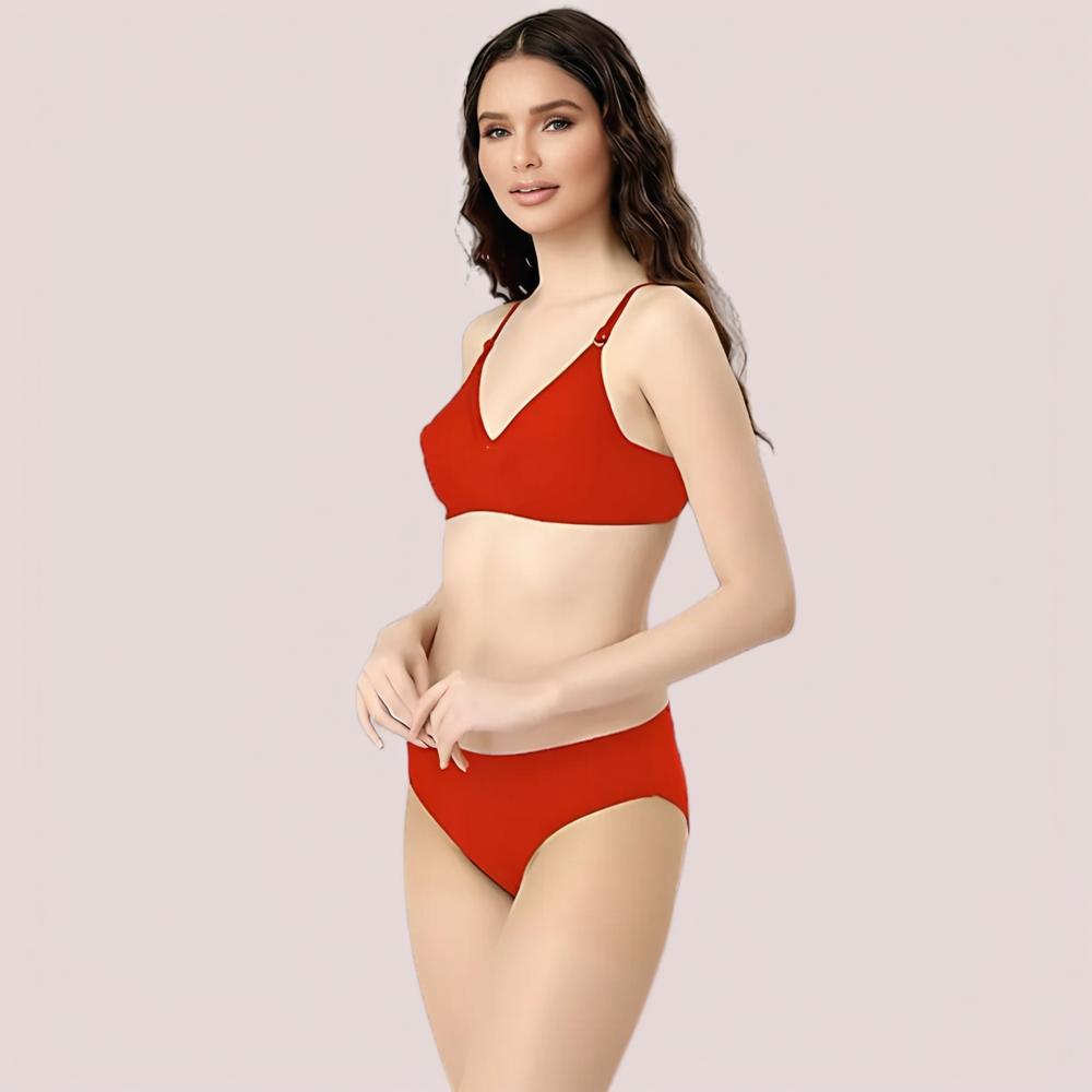 Cherry Hug – Red Cotton Bra and Panty Set