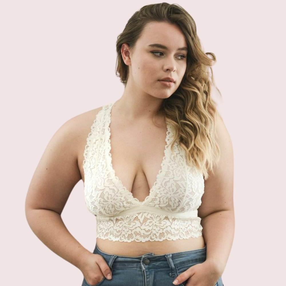 Graceful &amp;amp; Sexy Plus Size White Lace Bralette