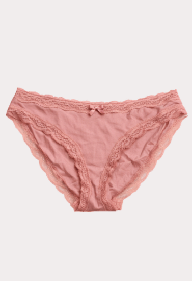 Blush Pink Soft Lace Trim Panty with Bow Detail