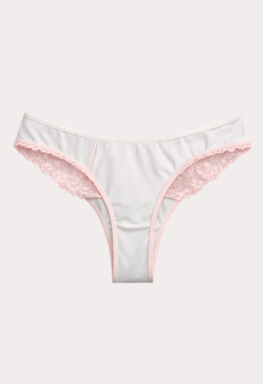 Elegant White &amp; Blush Lace Trim Panty