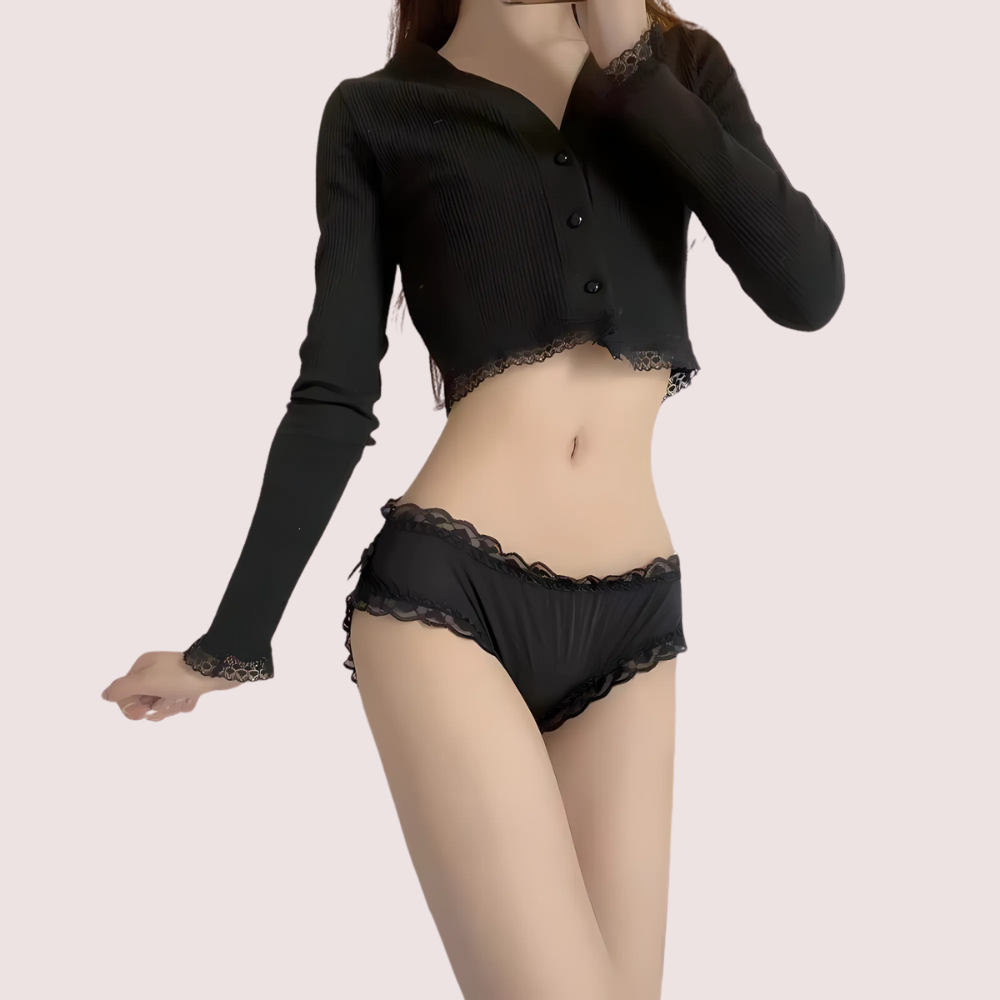 Ladies and Flower laceThong Bow Panties