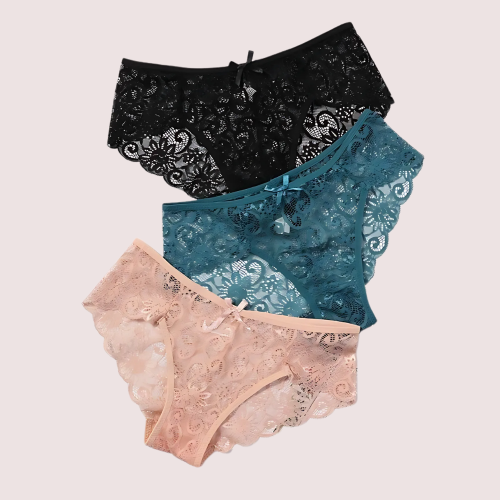 Women and Floral Bow Lace Panties Pack (Of 3)