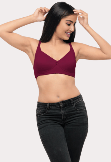 Everyday Comfort Cotton Wire-Free Bra (Pack of 2) – Skin and Maroon Non-Padded Soft Support Bras