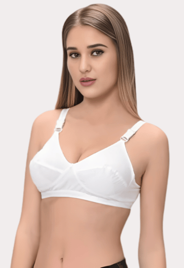 Pure Comfort Cotton Wire-Free Bra (Pack of 2) – White Non-Padded Everyday Bras