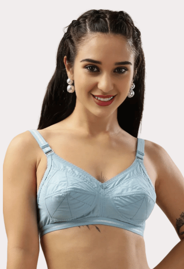 Soft Comfort Cotton Wire-Free Bra (Pack of 2) – Blue and White Non-Padded Everyday Bras