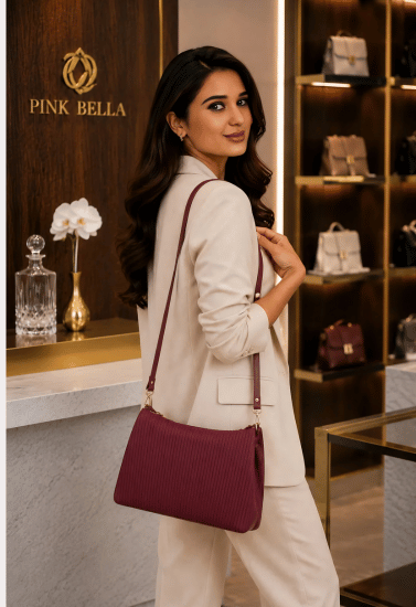 Velvet Wine Elegance Shoulder Bag